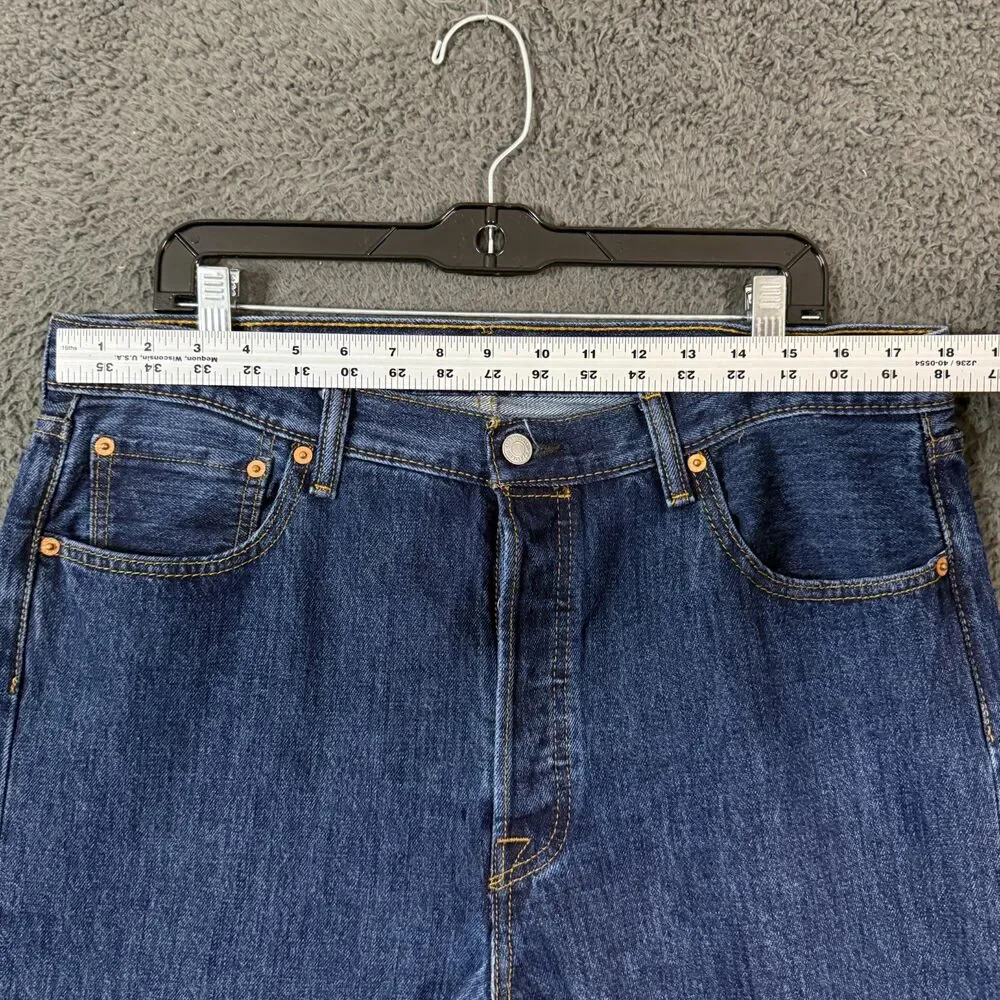 Levis 501 Jeans Mens 36x34 Blue Straight Fit Dark Wash Button Fly Denim Pants